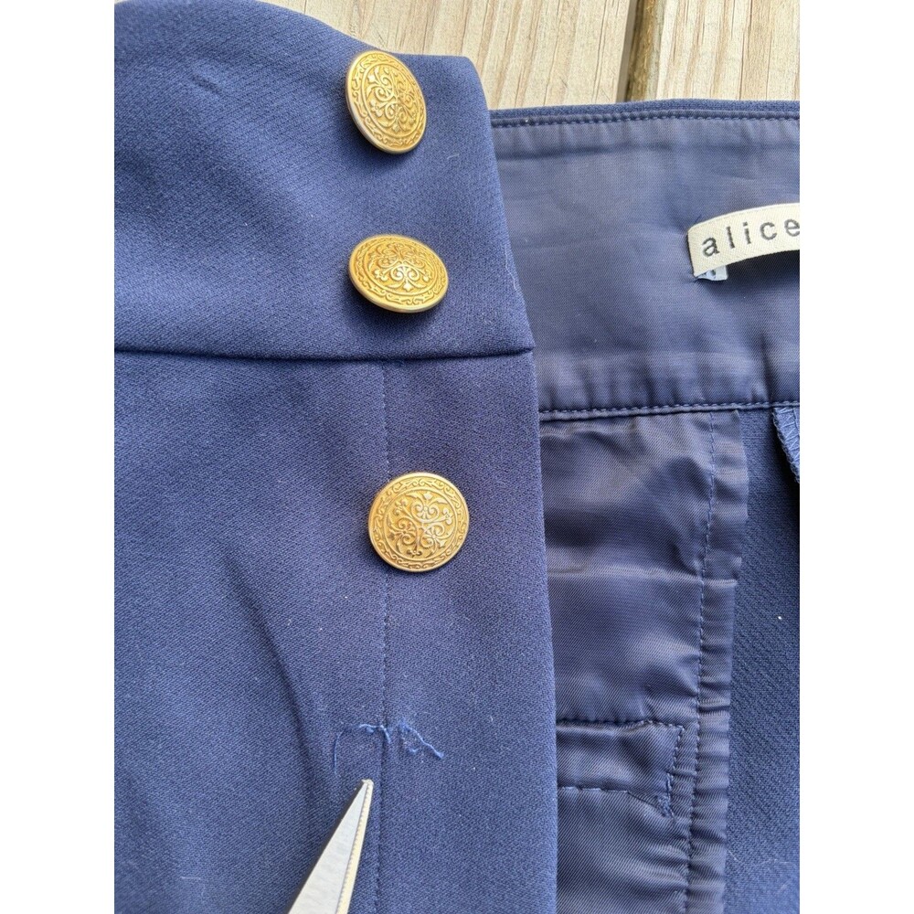 Alice & Olivia Jeans Donald Navy High Rise Retro Sailor Womens Shorts 6 FLAWS - Picture 8 of 16